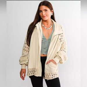 Free People Dune Bug Crochet Cardigan White Swan